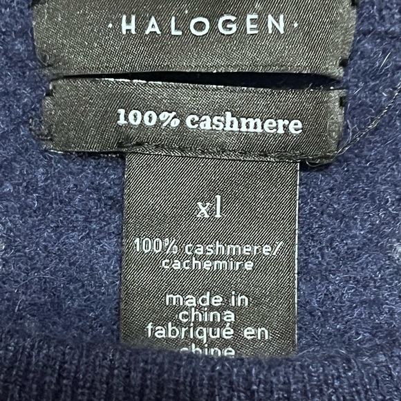 HALOGEN Navy Polka Dot 100% Cashmere Sweater Sz XL Women - Picture 4 of 7